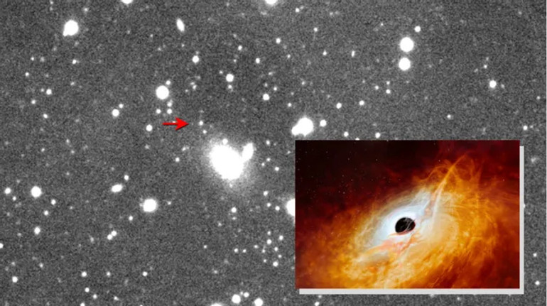 Вчені показали яскраве ядро галактики, що живиться від чорної діри віком 12,9 млрд років