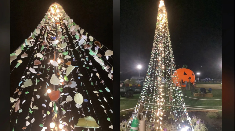 Публіка божеволіє: як американець створив ялинку з морського скла заввишки майже у 5 метрів