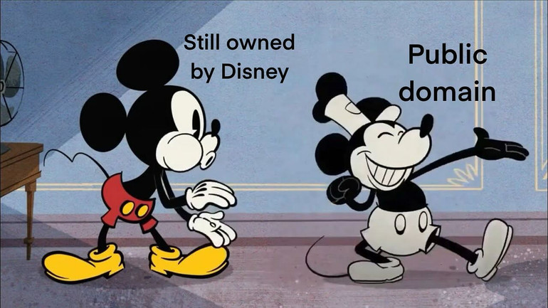 Жартівливий колаж з Мікі Маусом від Disney та оригінальним мишенятком