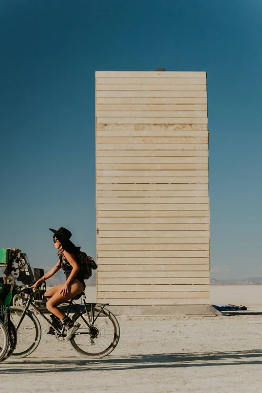 Дерев'яний короб, у якому ховався Фенікс на  Burning Man 2023