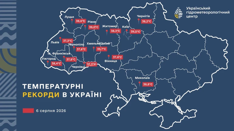 Температурні рекорди 6 серпня