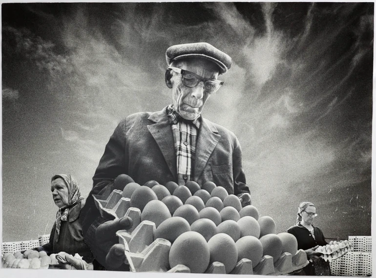 Олександр Супрун “Сповідь урбаніста. Яйця”, колаж, склейки, 1986.