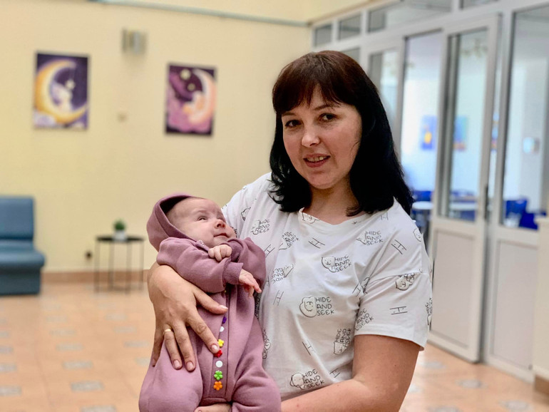 Solomiyka, who had a lung defect, together with her mother