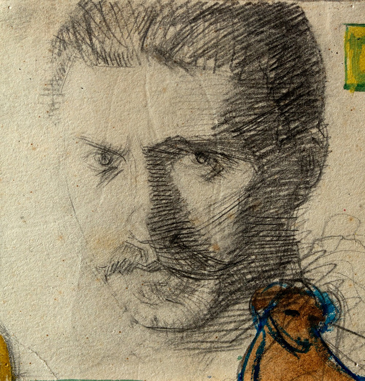 Mykhailo Boychuk.  Self portrait.  Start  1910s, paper, pencil