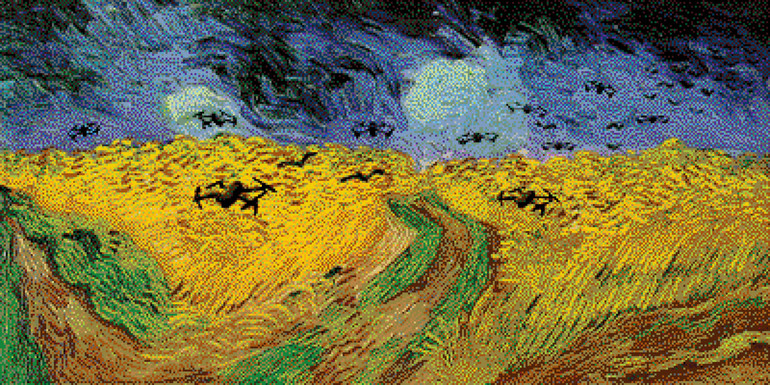 Wheat field with crows ai waveye