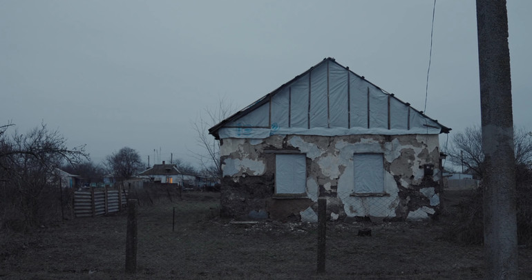 One of the many buildings damaged by shelling