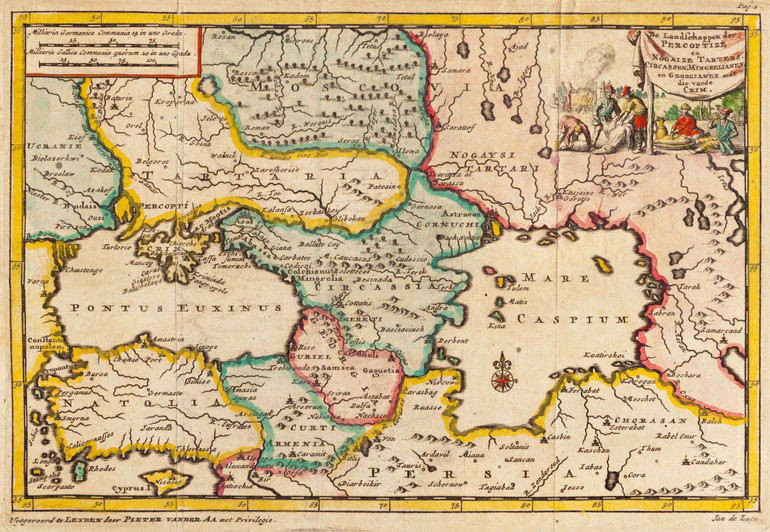 Кримський ханат на карті 1707 року, ліворуч також є Україна, а праворуч — Московія