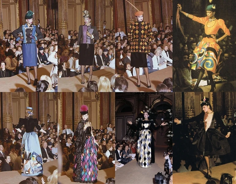 Серед референсів зокрема колекція Yves Saint Laurent осені 1979 року, що відсилає до балетних костюмів, створених Пабло Пікасо.