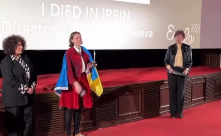 Скриншот з відео з промовою Анастасії Фалілеєвої