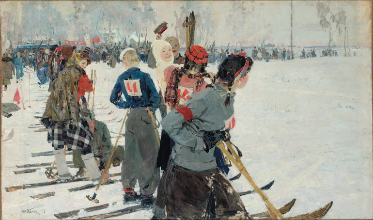 Тетяна Яблонська “На старт”, 1947. З колекції Національного художнього музею України.
