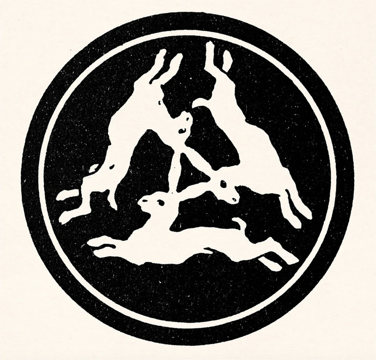 Зображення трьох зайців, як місцева ікона у Великобританії