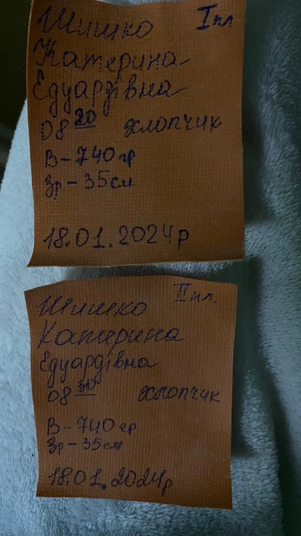 дві бірочки про народження дітей