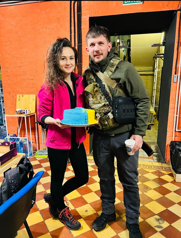 Pavlo Petrychenko and Anna Manukhina during volunteering