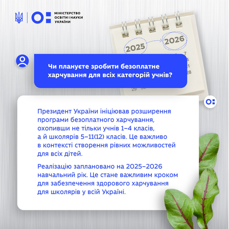 Володимир Зеленський ініціював розширення програми безоплатного харчування