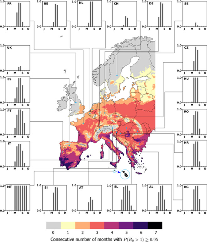 Прогнозований період циркуляції вірусу за країнами