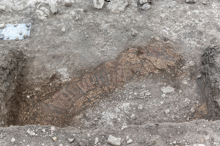 Roman mosaic on the floor of the building