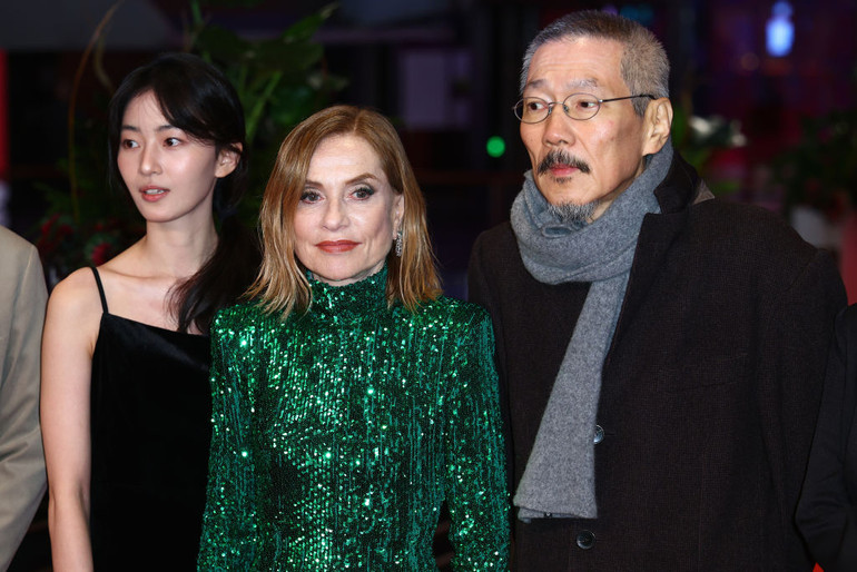 Isabelle Huppert and director Hong Sang-soo at Berlinale 2024