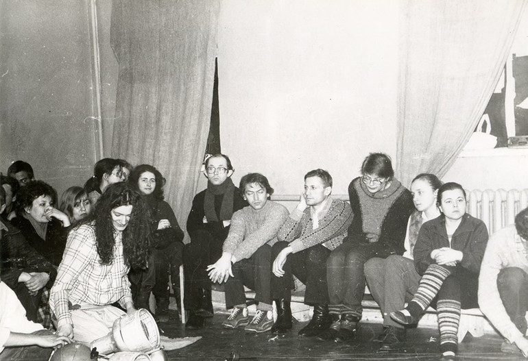 Serhiy Proskurnya, Hryhoriy Gladiy and other spectators at the show at the Studio of Polyphonic and Constructive Improvisation