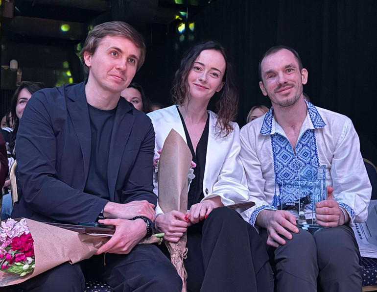 Mikhail Tkach, Olga Rudenko and Ivan Lyubish-Kirday while awarding the award