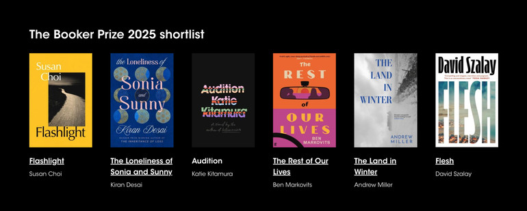 Обкладинки книг, які увійшли до шортлиста Букерівської премії 2025