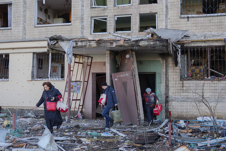 Destroyed houses in Mariupol