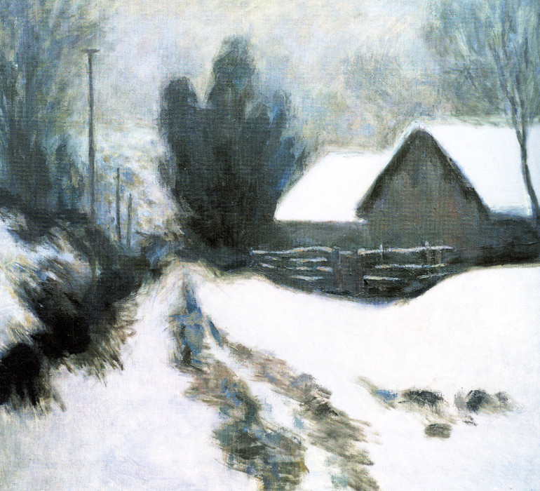 Перший сніг. Сутінки, Олег Животков, 2000 рік. Полотно, олія