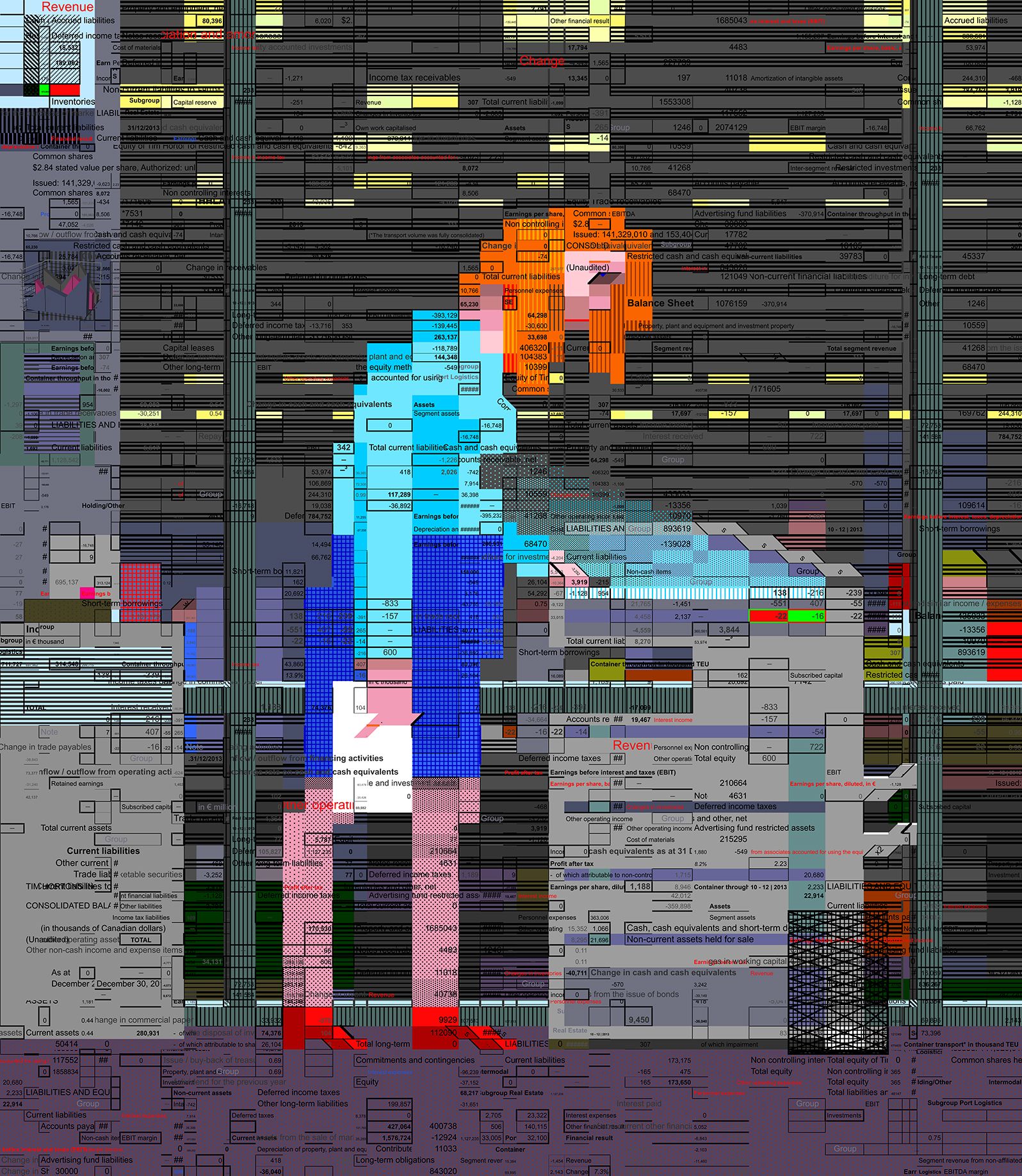 Олексій Сай, “Working Late” з серії Excel-art, 2016. Цифровий друк на металі, 117 × 135 см.