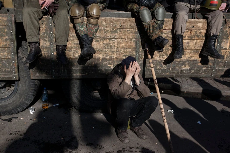 Віталій Дерех на Майдані після розстрілів майданівців, 18.02.2014 р.