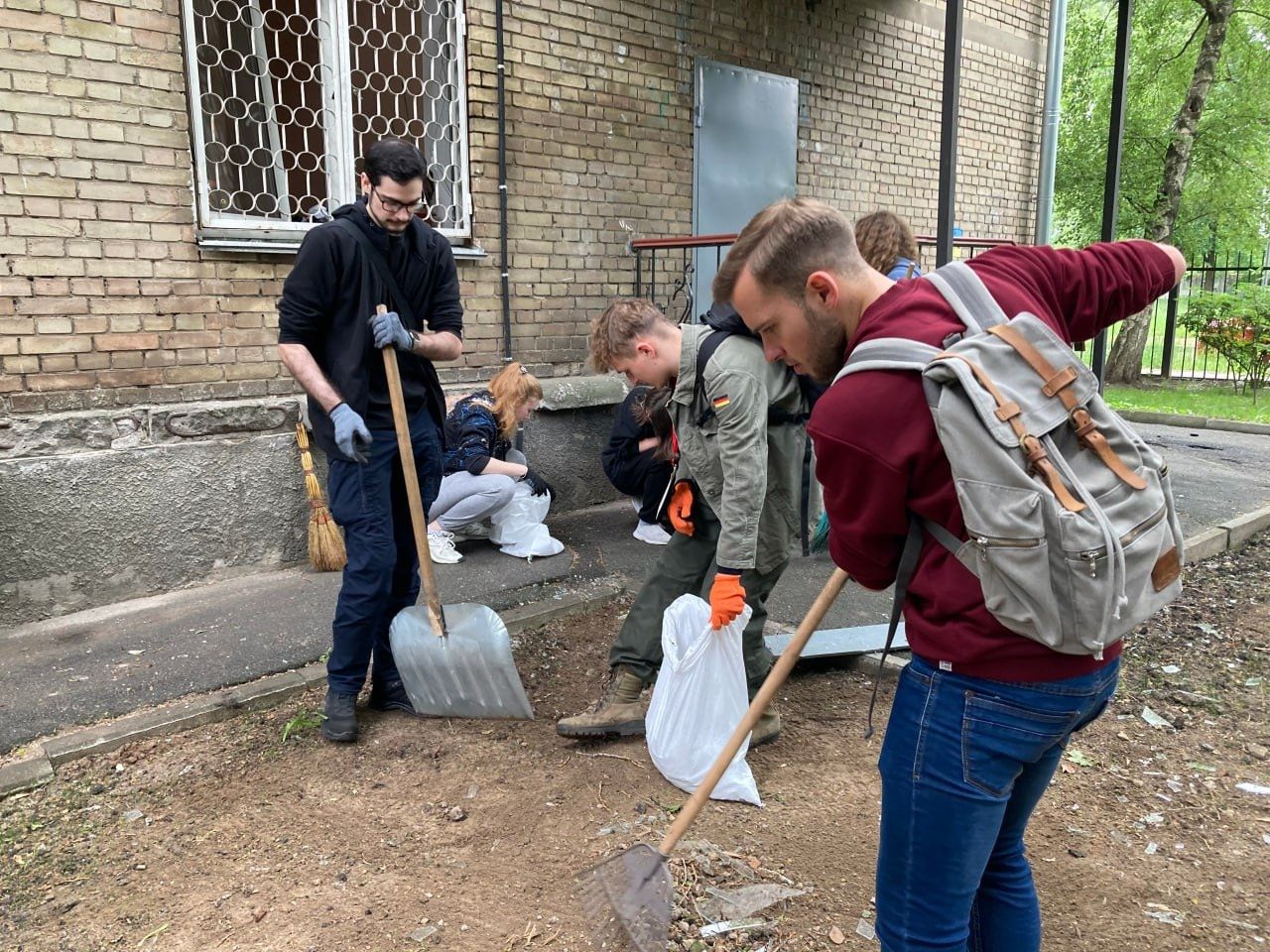 Students remove damage