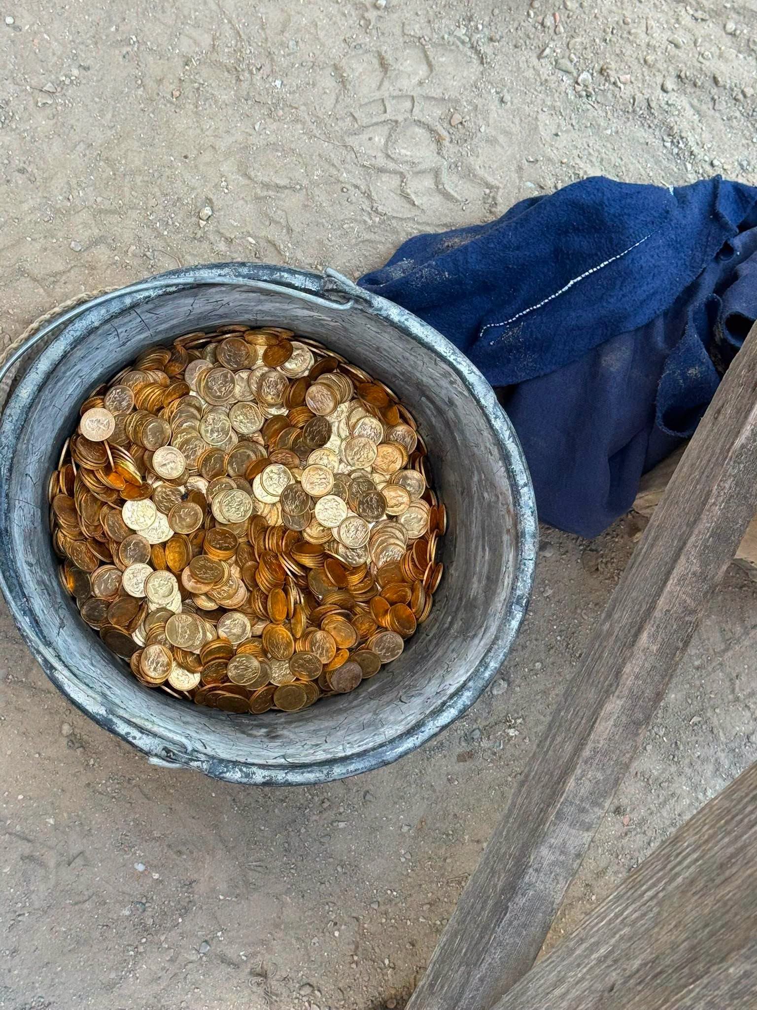 Золоті монети у відрі