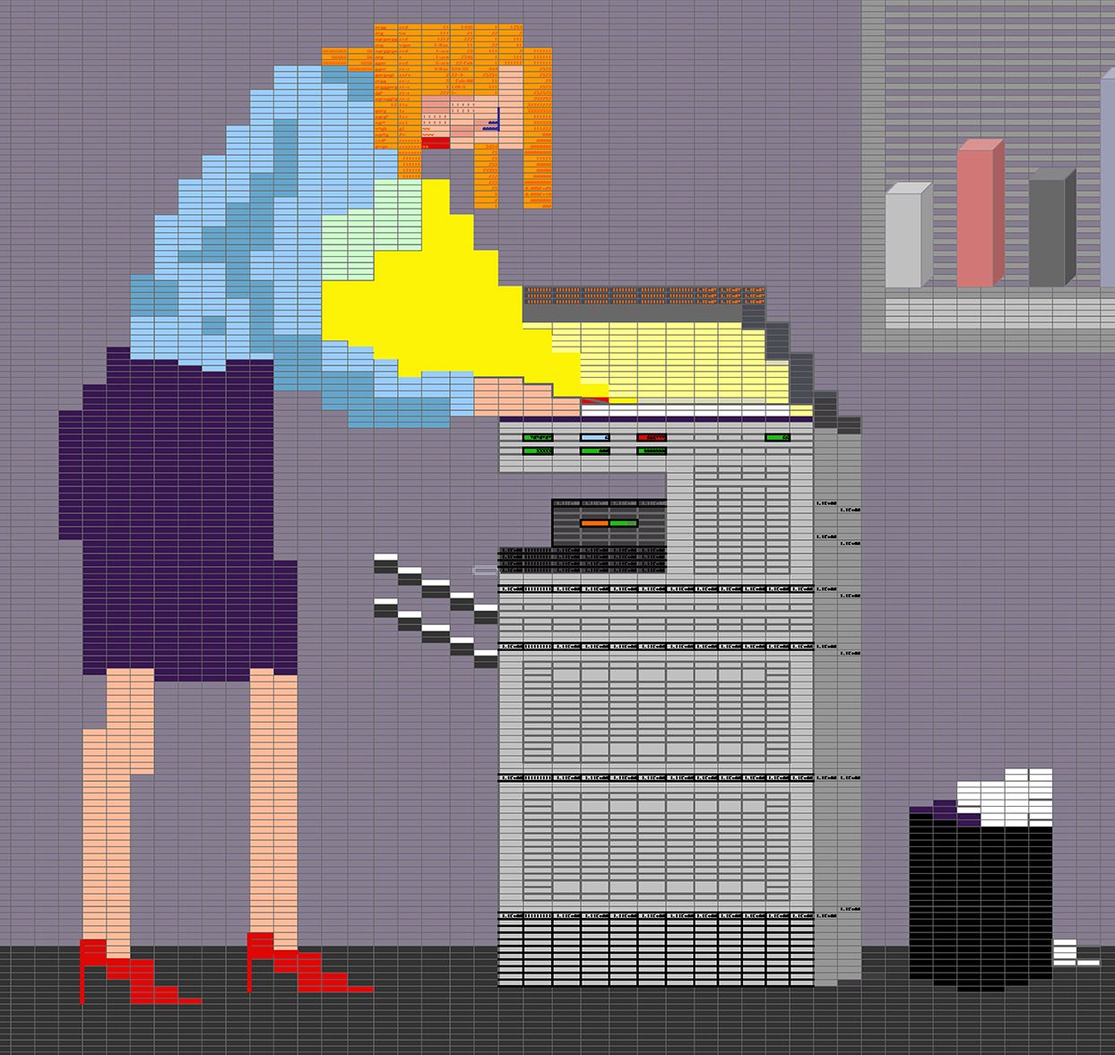 Олексій Сай, “New Experience” з серії Excel-art, 2004. Цифровий друк на металі, 105 × 100 см.